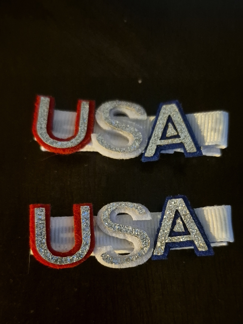 Patriotic USA Kids Hair Clips - Red White Blue